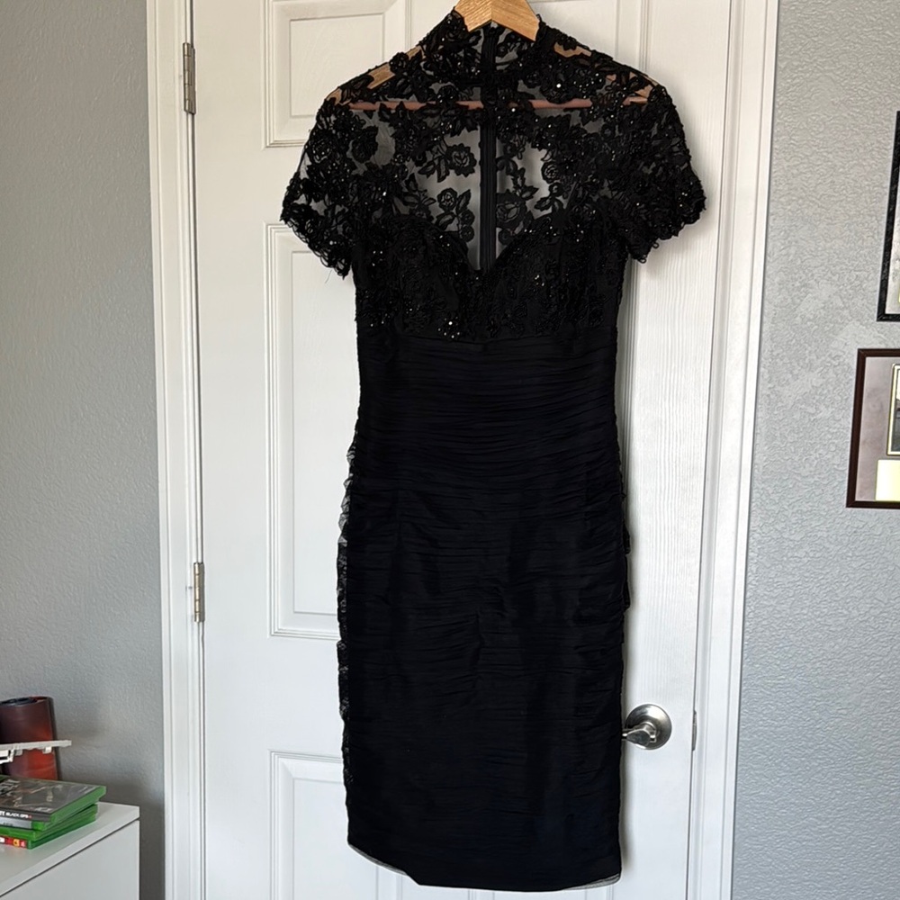 Black Sheath Midi Dress with Mock Neck